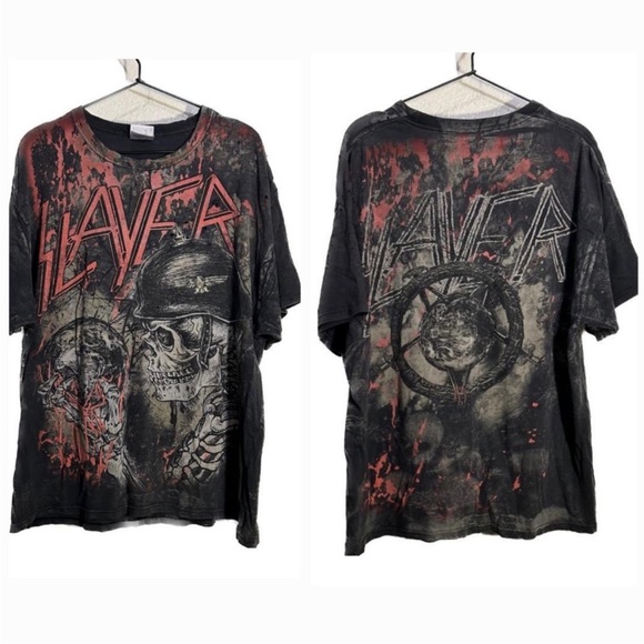 Hanes Other - Vintage Slayer T Shirt Skeleton Skull Blood Splatter Hanes size XL